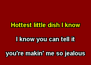 Hottest little dish I know

I know you can tell it

you're makin' me so jealous