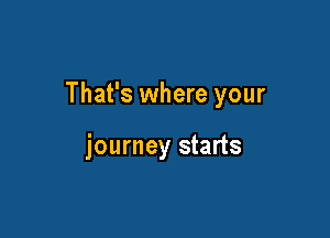 That's where your

journey starts
