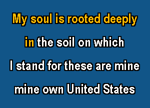 My soul is rooted deeply

in the soil on which
I stand for these are mine

mine own United States