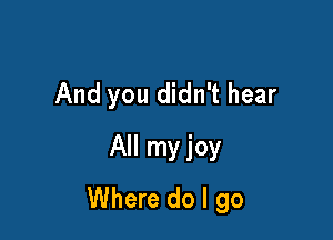 And you didn't hear
All my joy

Where do I go