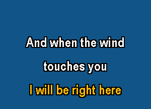 And when the wind

touches you

I will be right here