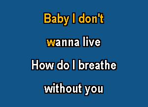 Baby I don't

wanna live

How do I breathe

without you