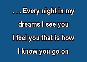 ...Every night in my
dreams I see you

lfeel you that is how

lknow you go on