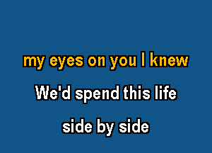 my eyes on you I knew

We'd spend this life

side by side