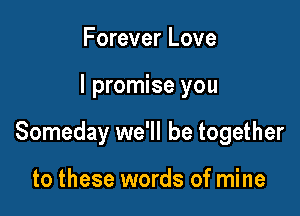 Forever Love

I promise you

Someday we'll be together

to these words of mine