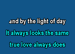 and by the light of day

It always looks the same

true love always does