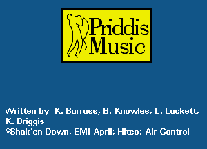 Written bVZ K. Burruss, B. Knowles, L. Luckett,
K. Briggis
gShaken Dowm EMI ApriL Hitcm Air Control