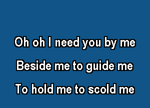 Oh oh I need you by me

Beside me to guide me

To hold me to scold me