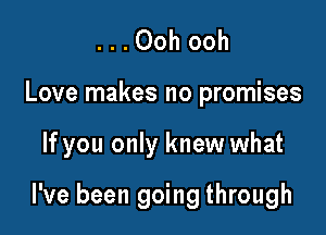 ...Ooh ooh

Love makes no promises

If you only knew what

I've been going through