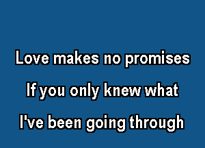 Love makes no promises

If you only knew what

I've been going through