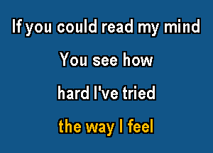 If you could read my mind

You see how
hard I've tried

the way I feel