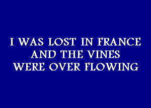 I WAS LOST IN FRANCE
AND THE VINES
WERE OVER FLOWING