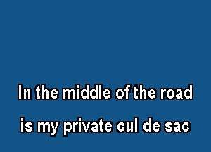 In the middle ofthe road

is my private cul de sac