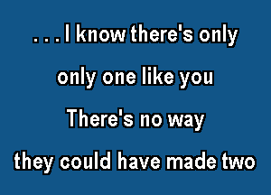 ...lknowthere's only

only one like you

There's no way

they could have made two