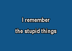 I remember

the stupid things