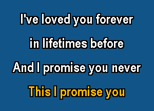 I've loved you forever

in lifetimes before

And I promise you never

This I promise you