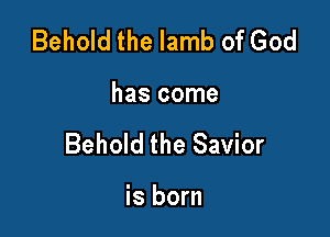 Behold the lamb of God

has come

Behold the Savior

is born