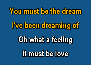 You must be the dream

I've been dreaming of

Oh what a feeling

it must be love