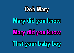 Ooh Mary
Mary did you know

That your baby boy
