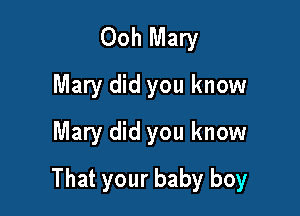 Ooh Mary
Mary did you know
Mary did you know

That your baby boy