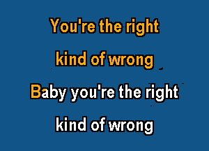 You're the right

kind of wrong

Baby you're the right

kind of wrong