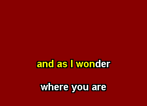 and as I wonder

where you are