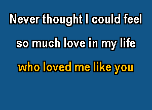 Never thought I could feel

so much love in my life

who loved me like you