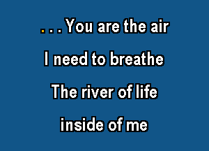 ...You are the air

I need to breathe

The river of life

inside of me
