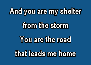 And you are my shelter

from the storm
You are the road

that leads me home