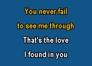 You never fail
to see me through

Thanthelove

lfound in you