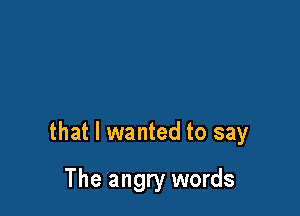 that I wanted to say

The angry words