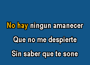 No hay ningun amanecer

Que no me despierte

Sin saber que te sone