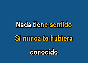 Nada tiene sentido

Si nunca te hubiera

conocido