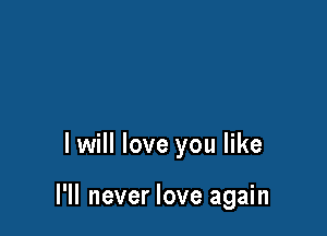 I will love you like

I'll never love again
