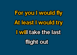 For you I would fly

At least I would try

I will take the last
flight out