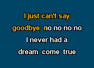 Ijust can't say

goodbye no no no no
I never had a

dream come true