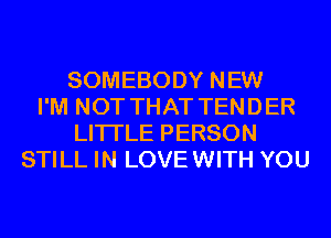 SOMEBODY NEW
I'M NOT THAT TENDER
LITI'LE PERSON
STILL IN LOVE WITH YOU