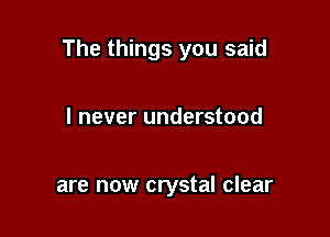 The things you said

I never understood

are now crystal clear
