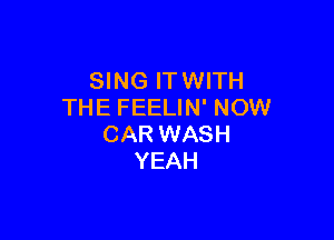 SING ITWITH
THE FEELIN' NOW

CAR WASH
YEAH