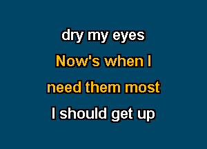 dry my eyes
Now's when I

need them most

I should get up