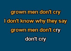 grown men don't cry

I don't know why they say

grown men don't cry

don't cry