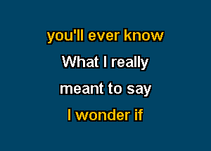 you'll ever know
What I really

meant to say

I wonder if