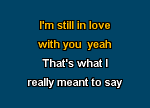 I'm still in love
with you yeah
That's what I

really meant to say