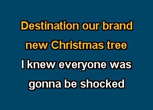 Destination our brand

new Christmas tree

I knew everyone was

gonna be shocked
