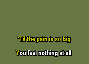 'Til the pain is so big

You feel nothing at all