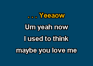 . . . Yeeaow
Um yeah now
I used to think

maybe you love me