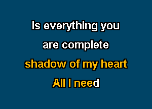 Is everything you
are complete

shadow of my heart
All I need
