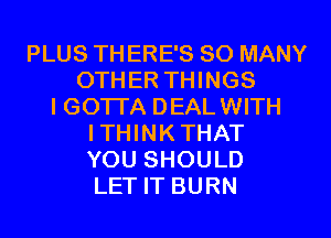 PLUS TH ERE'S SO MANY
OTHER THINGS
I GOTI'A DEALWITH
ITHINKTHAT
YOU SHOULD
LET IT BURN