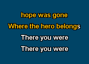 hope was gone

Where the hero belongs

There you were

There you were