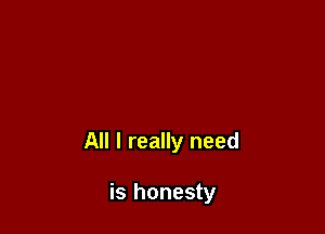 All I really need

is honesty